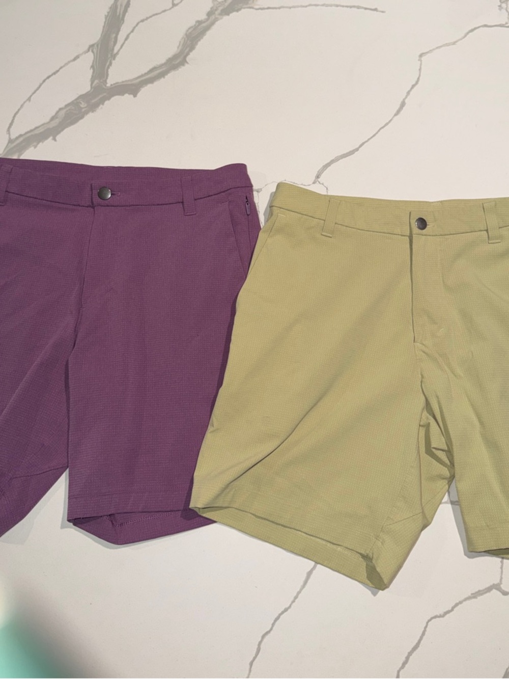 lululemon athletica Flat-Front Shorts in Purple and Tan